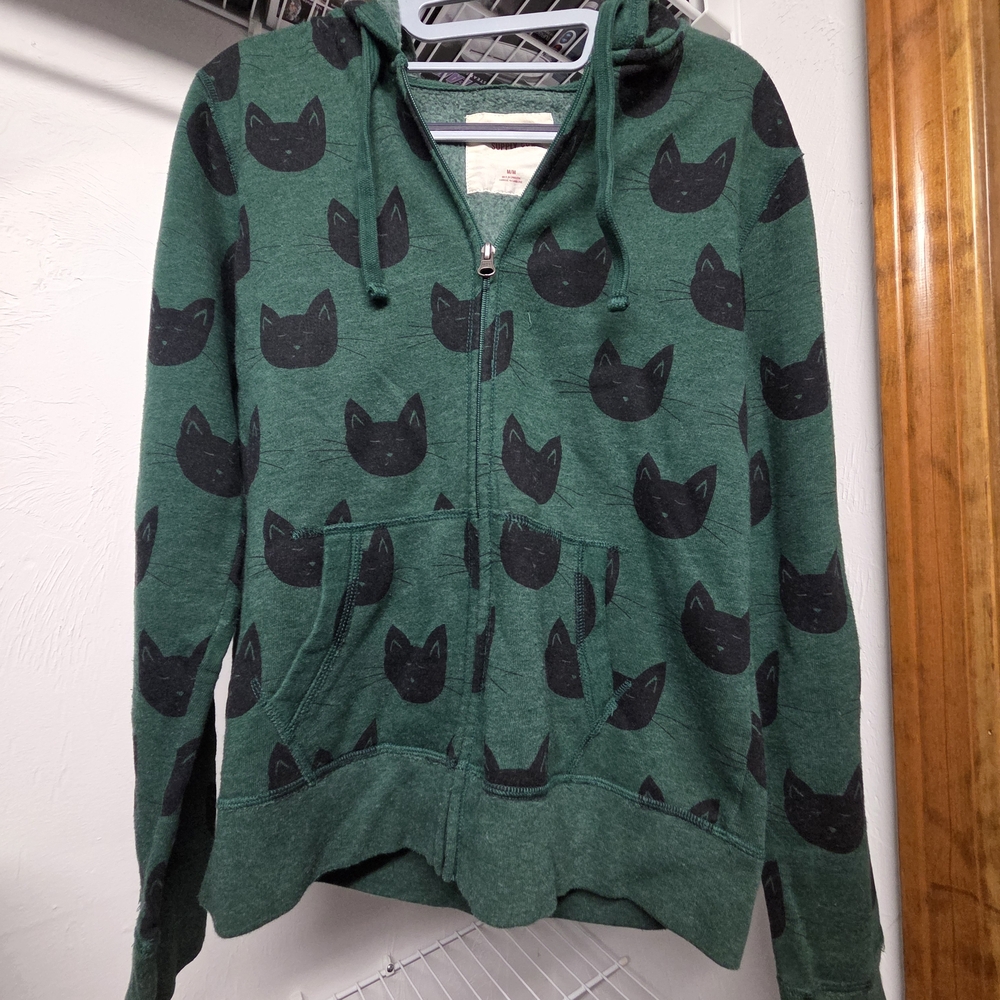 Mossimo Supply Co. Forest Green Hoodie with Black Cat Accents